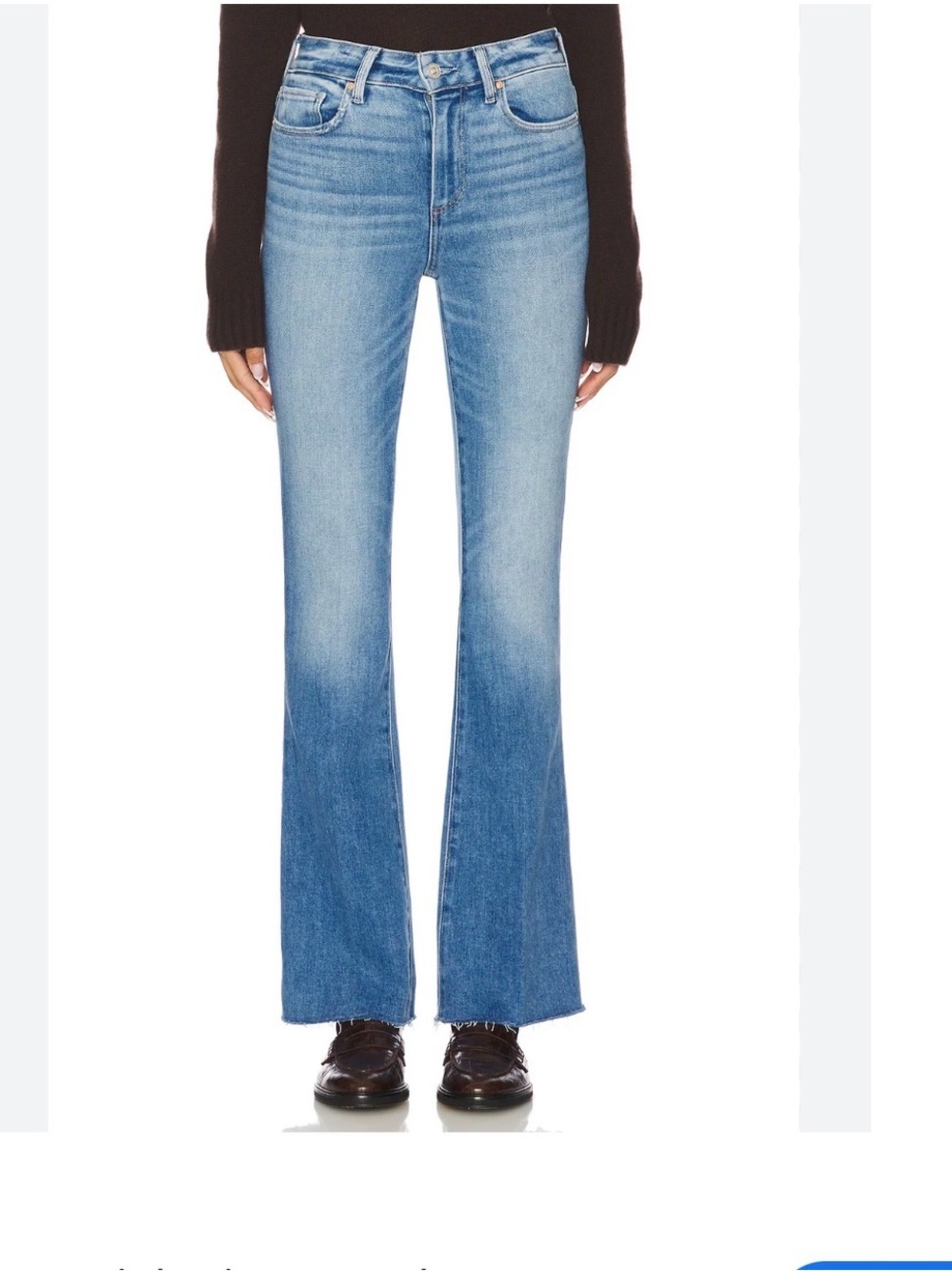 PAIGE High Rise Laurel Canyon Jeans, Medium Wash Bootcut Raw Hem sz 30